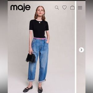 Maje Blue Straight-Leg Jeans